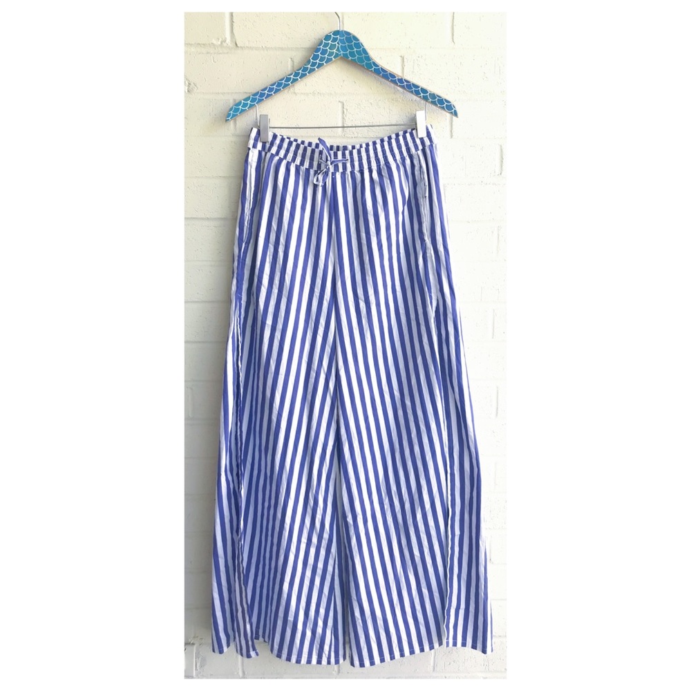 Onia Chloe Stripe Poplin Wide Leg Palazzo Pants - Picture 1 of 9